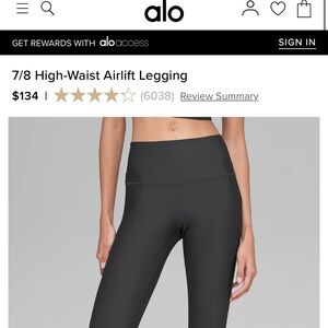 ALO Yoga Dark Gray High-Rise Leggings